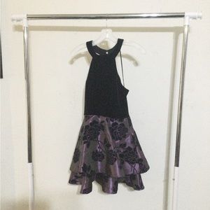B. Darlin Size 5/6 Black and Purple Cocktail Dress